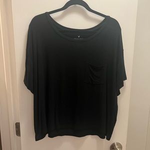 Black Pocket Cropped Aerie Tee